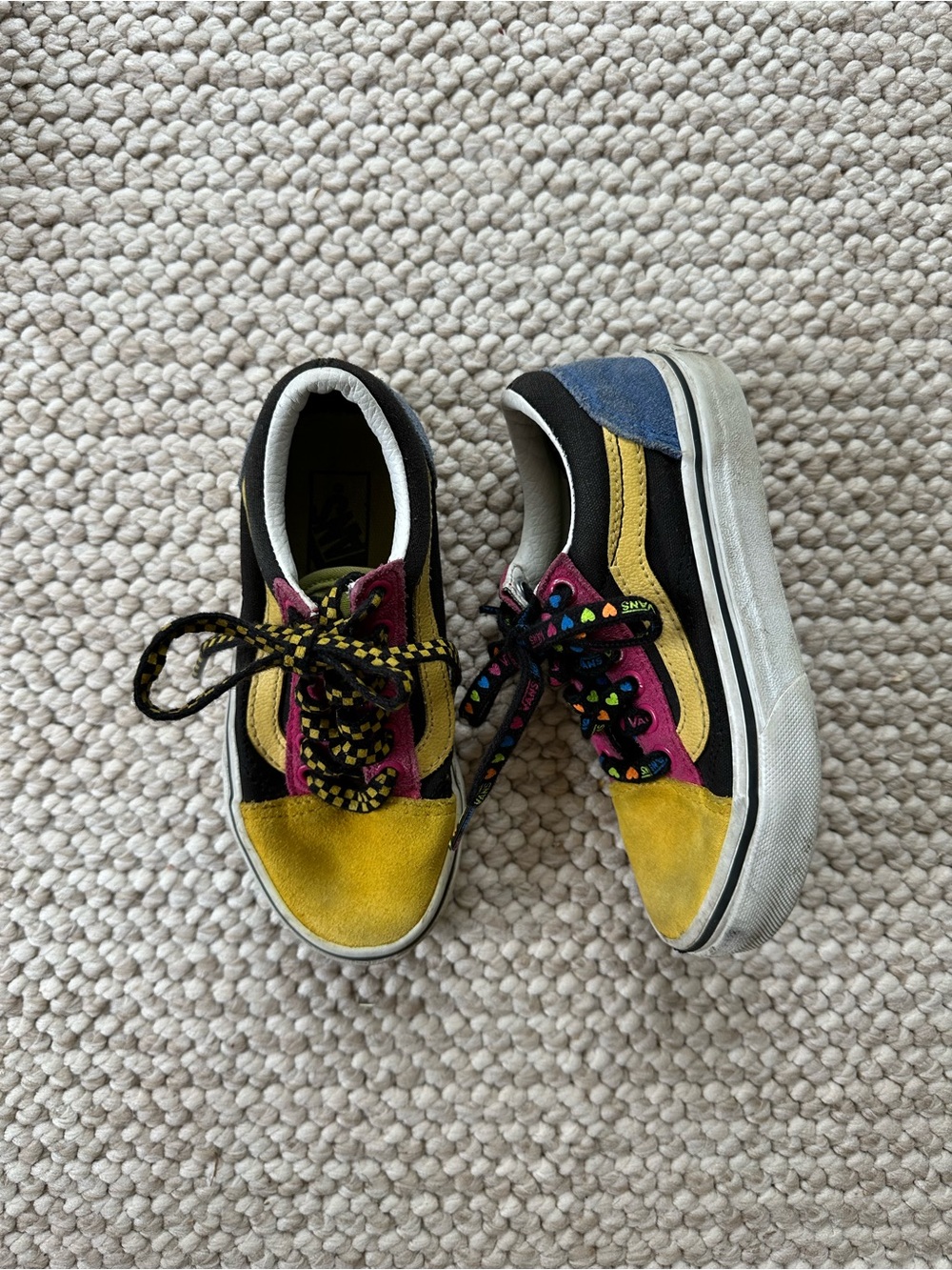 Vans Kids Colorblock Skate Sneakers - Yellow/Black/Pink/Blue 611